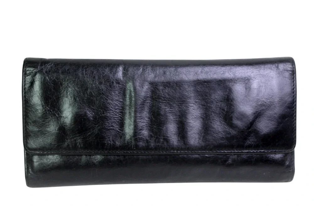 Hobo International BLACK GENUINE LEATHER ID CARD COIN HOLDER BILL BIFOLD WALLET